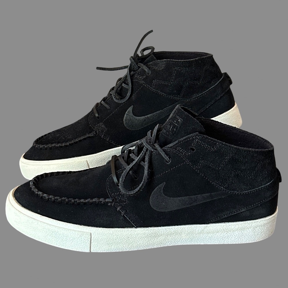 Nike SB Stefan Janoski Mid Black Suede Skate Shoes Mens 8.5 AQ7460-002